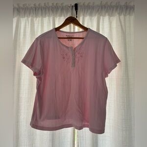 Basic Editions Light Pink Embroidered Blouse